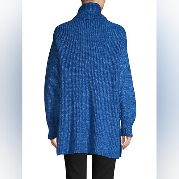 Free People Eleven Chunky Knit Blue Long Tunic Sweater Turtleneck Size XS Winter - Picture 3 of 11